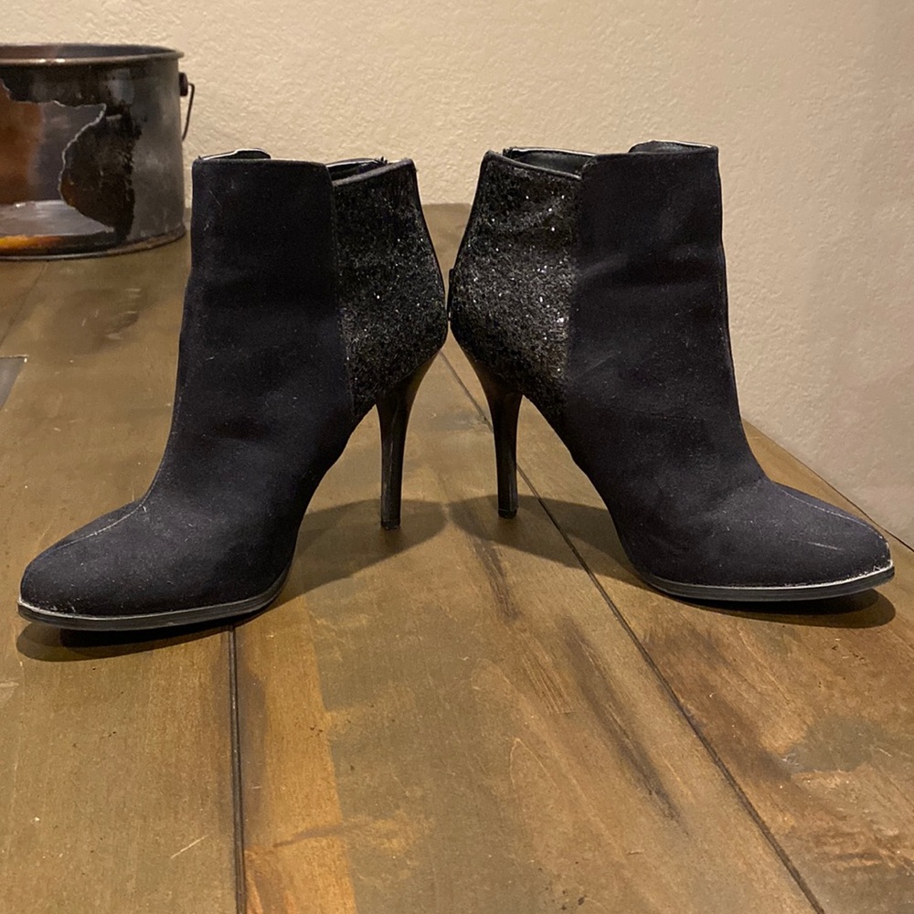 Black Sparkly bootie heels.